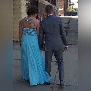 Rachel Allan (Curves) - Light Blue Prom Dress